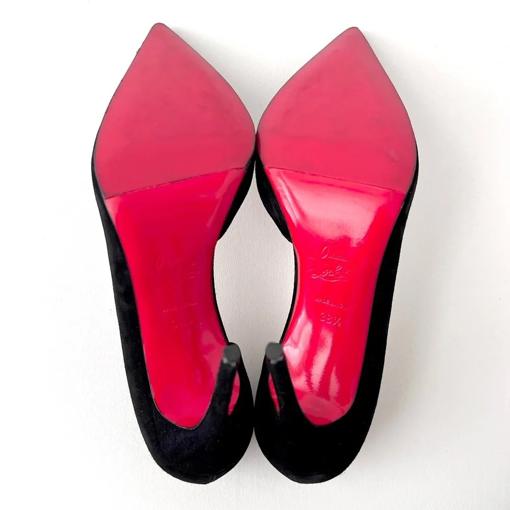 CHRISTIAN LOUBOUTIN | Iriza 100 Black Veau Velours Pointed Pump EU 38.5 US 8.5 - Picture 14 of 16